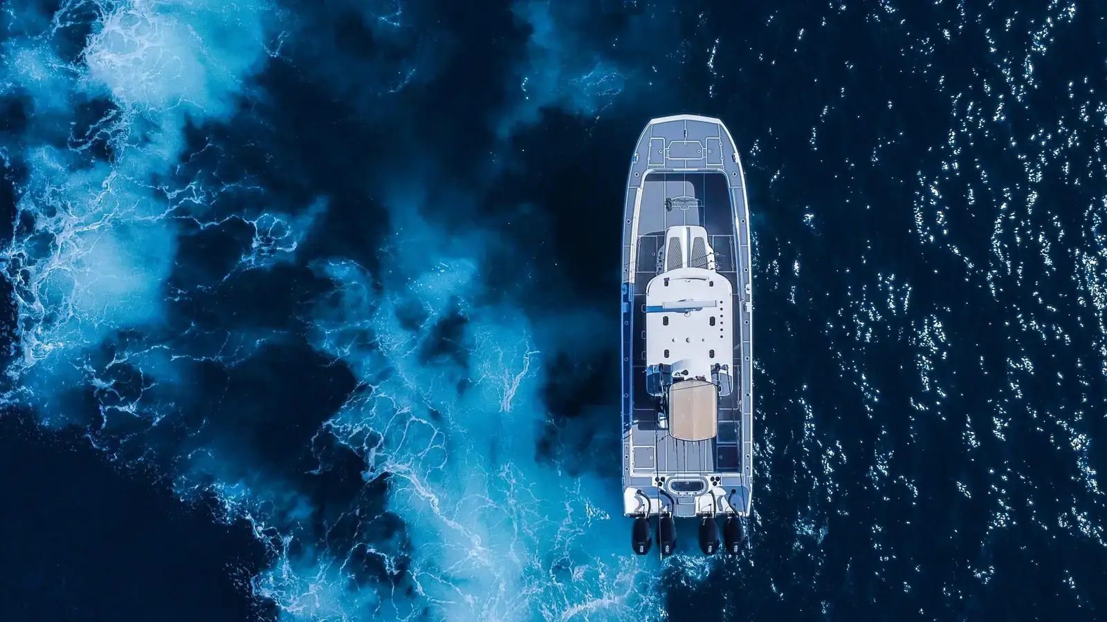 Aerial view of a Los Cabos fishing charter underway