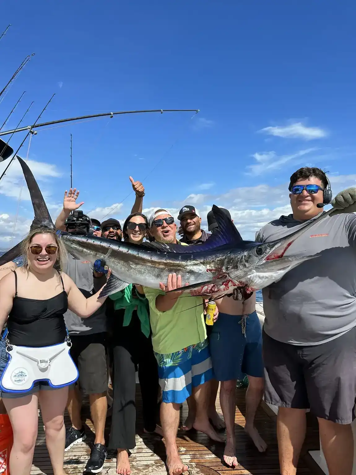 Anglers with a striped marlin in Los Cabos